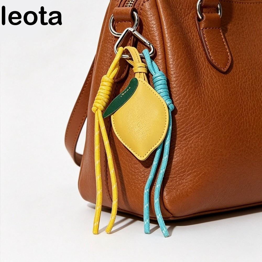LEOTA PU Leather Hanger, Fruit Wove Rope Lemon Keychain, Lovely Star Car Keyring Nylon Bag Pendant C