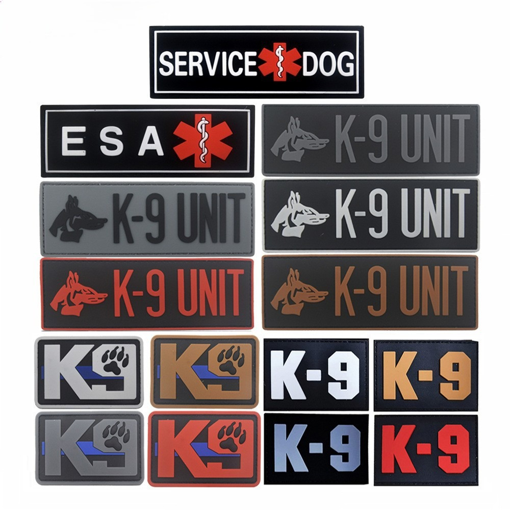 บริการสุนัข ESA K9 Unit Hook Loop Patch ชุดสําหรับสัตว์เลี้ยงเสื้อกั๊กกระเป๋าเป้สะพายหลังหมวกกลางแจ้