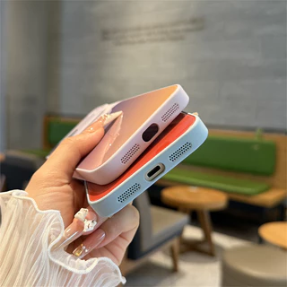 สีไล่ระดับสีเลนส์ป้องกันแก้วเคสโทรศัพท์เข้ากันได้สําหรับiPhone 17pro 16pro 17promax 16promax 17pro 16pro 15pro 17 16 15 13Promaxปกหลัง