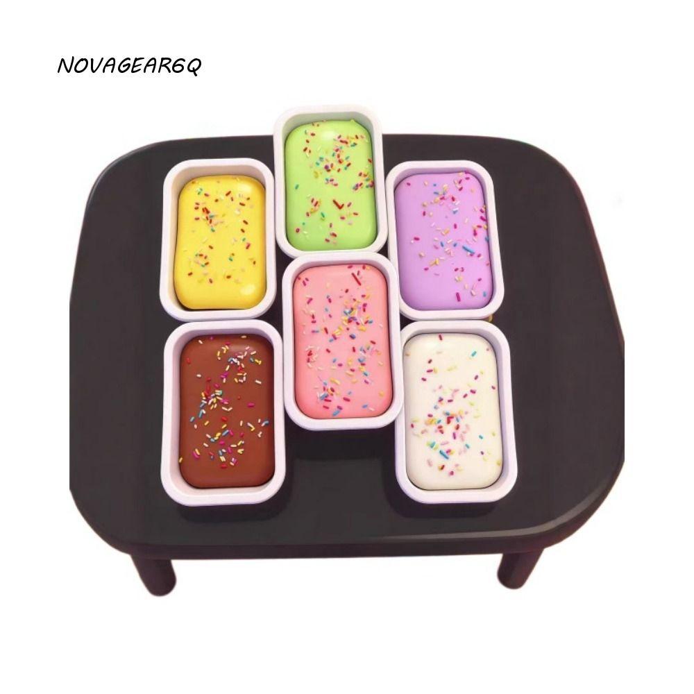 NOVAGEAR6Q จําลองของเล่นบีบขนมปัง, Slow-rebound Soft Sticky Box เค้กของเล่นคลายเครียด, ขนมปังรูปนวด 3D Squishy Fidget ของเล่นโต๊ะทํางาน