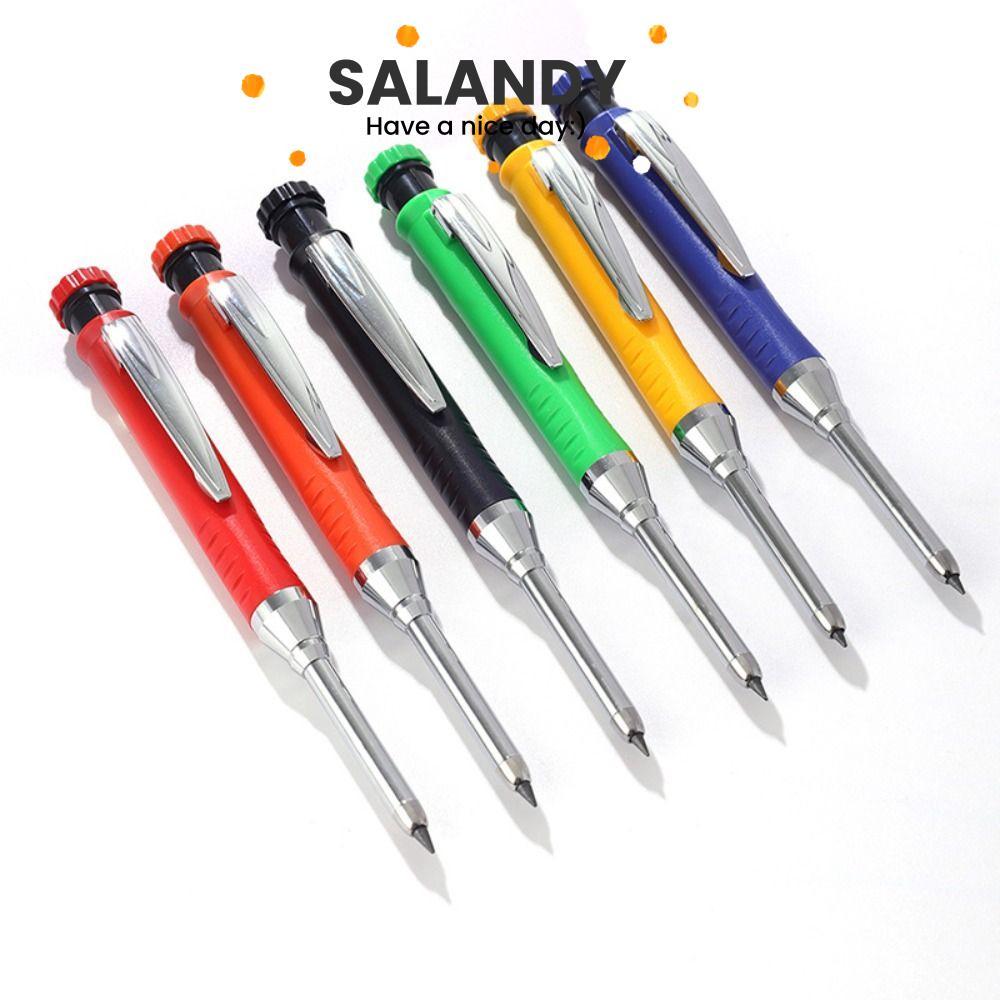 SALANDY ดินสอช่างไม้ที่เป็นของแข็ง, หัวยาวในตัว Sharpener ดินสอกด, คุณภาพสูง Deep Hole เครื่องหมายโลหะ 2.8 มม.งานไม้ Deep-hole Marker งานไม้ก่อสร้าง