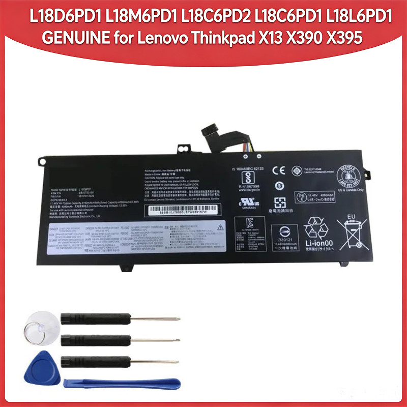 แบตเตอรี่แล็ปท็อปแท้รุ่นใหม่ L18D6PD1 L18M6PD1 L18C6PD2 L18C6PD1 L18L6PD1 สำหรับ Thinkpad X13 X390 X