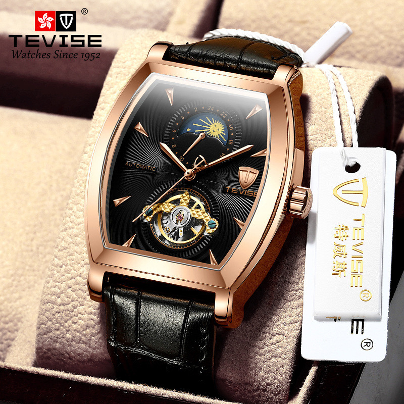 Tways Live Barrel Square นาฬิกาผู้ชาย Tourbillon เทรนด์แฟชั่นนาฬิกาผู้ชายกล 7F2A