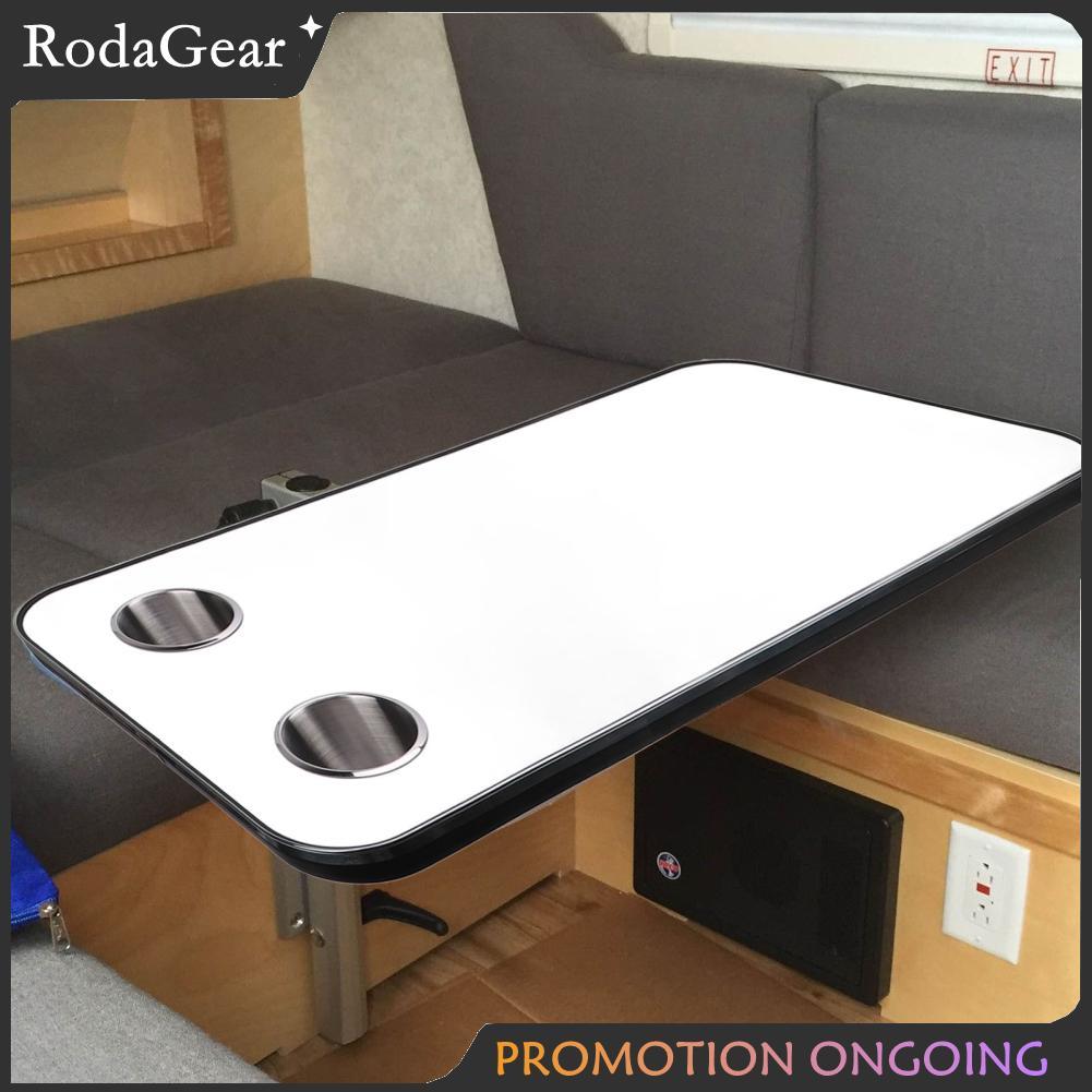 RodaGear Fockety RV โต๊ะเปลี่ยนด้านบน 31.49x15.74in เรือโป๊ะสี่เหลี่ยมพร้อมที่วางแก้วสแตนเลสไม้เนื้อแข็งที่แข็งแรงขนาดใหญ่สำหรับเรือยอชท์มารีน (สีขาว)