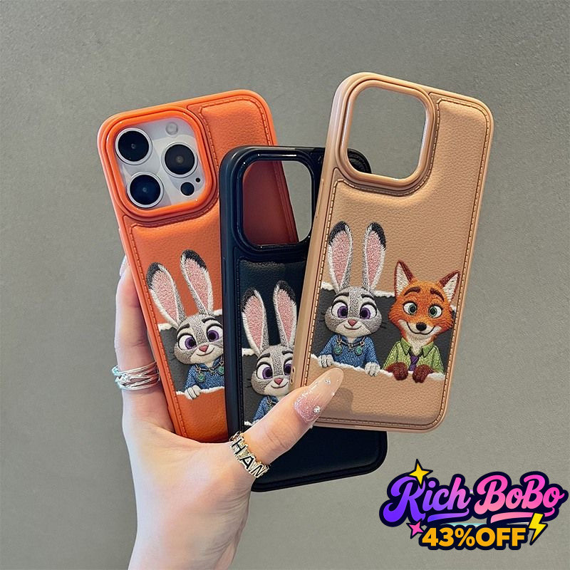 CODเคสไอโฟน สำหรับ iPhone 17 16 15 14 13 12 11 ProMax 17ProMax 16Plus 15Plus 14Plusลายสุนัขจิ้งจอกและกระต่ายคู่รักน่ารัก