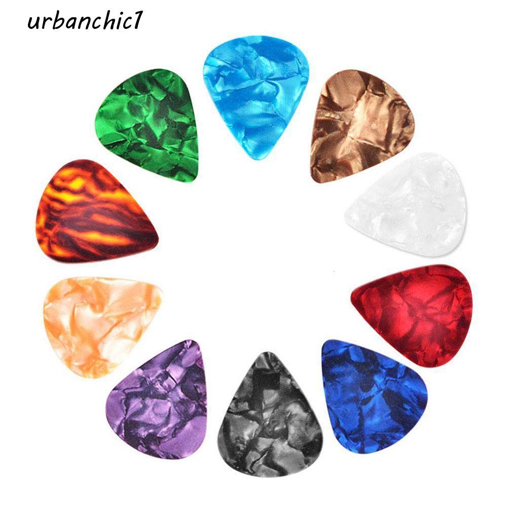URBANCHIC Picks 10 ชิ้น Celluloid สําหรับกีตาร์ไฟฟ้า/อะคูสติก/เบส/Ukulele