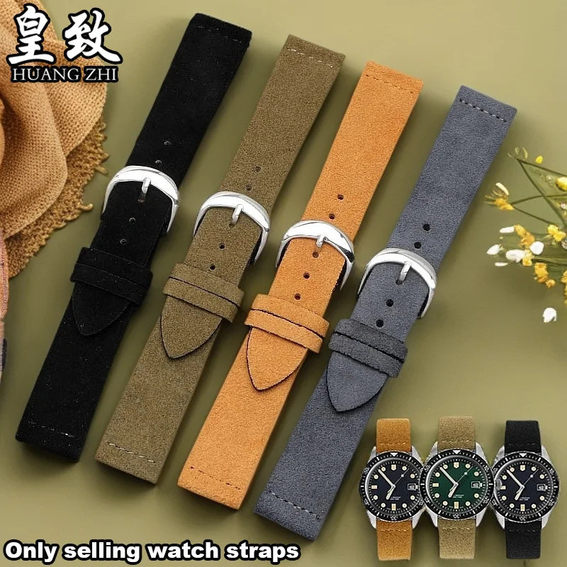 Vintage Cowhide สายนาฬิกาสําหรับ Citizen nomos Mido Timex DW Oris Seiko Frosted หนังนิ่มสายนาฬิกาสร้