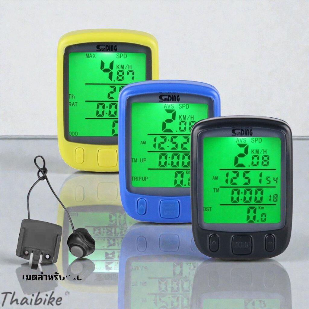 ไมล์วัดความเร็วจักรยานไร้สาย มีไฟ ไร้สาย มีรีโมต SUNDING SD-563C