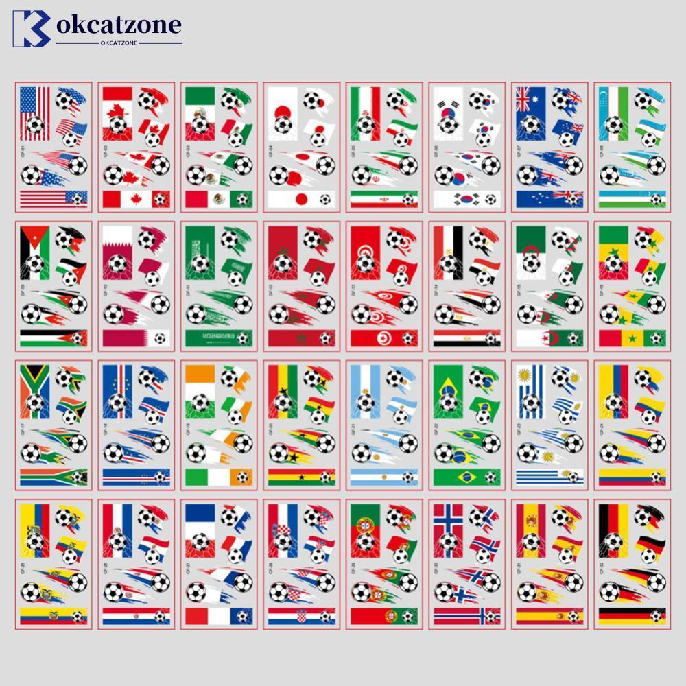 OKCATZONE 10 แผ่น Win Goal National Flag สติกเกอร์หน้าชั่วคราวสําหรับฟุตบอลฟุตบอลเกมกีฬาแฟนปาร์ตี้แต
