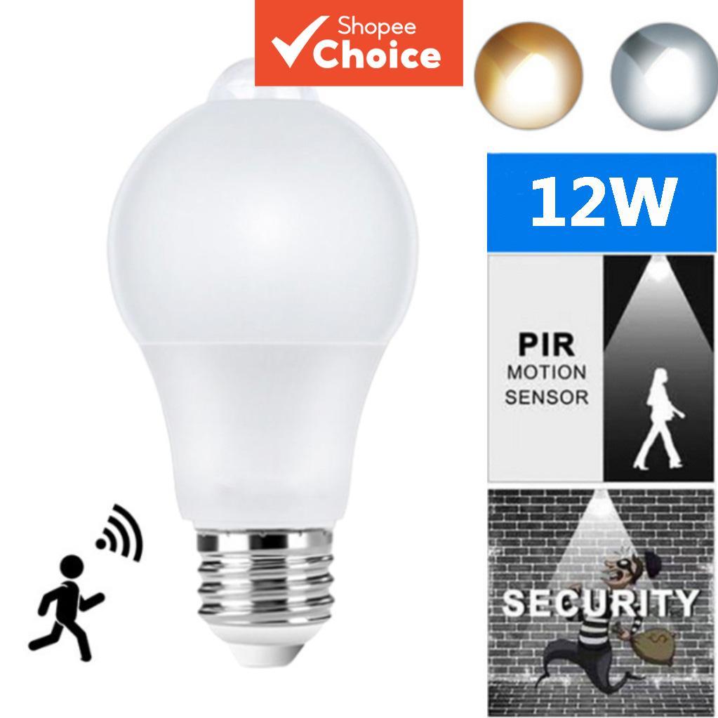 1/2pcs E27 LED PIR Motion Sensor หลอดไฟ AC85-265V 12W เปิด/ปิดอัตโนมัติ Night Light สําหรับห้องนั่งเล่น Home ที่จอดรถ