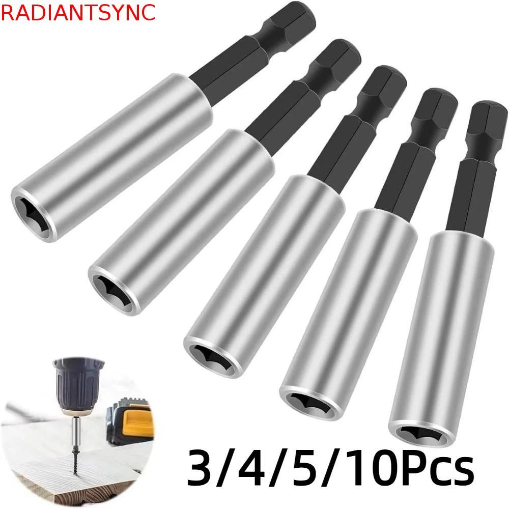 RADIANTSYNC 3/4/5/10 ชิ้นแม่เหล็กขยายผู้ถือ Bit,ทนต่อการกัดกร่อนความแข็งสูง Hex Shank Driver อะแดปเตอร์,ทนทานหกเหลี่ยมจับความยาว 60 มม.ไขควง Bits อะแดปเตอร์