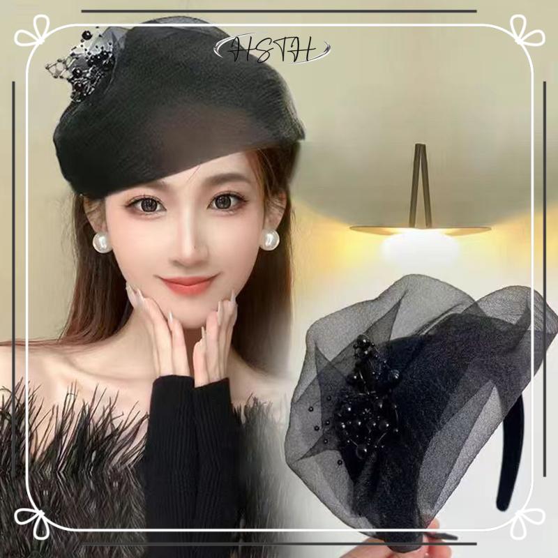 XBK Elegant ครึ่งหมวกภาษาฝรั่งเศสคํา Retro ผม Hoop Dinner Party Hairband สําหรับผู้หญิงสาวอารมณ์ Headwear อุปกรณ์เสริมผม TH