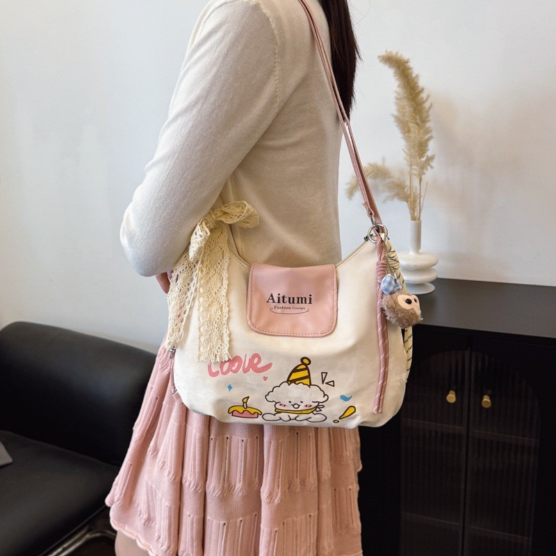 happy-girl: กระเป๋าสะพายไหล่สำหรับผู้หญิง-กระเป๋าเป้สะพายหลัง-ดีไซน์น่ารักSP4006