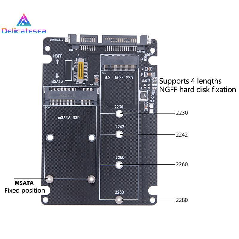 [Delicatesea] NGFF เป็น SATA 3 กล่องใส่ HDD ภายนอก MSATA SSD อะแดปเตอร์ M.2 SATA Protocol อะแดปเตอร์บอร์ดใหม่