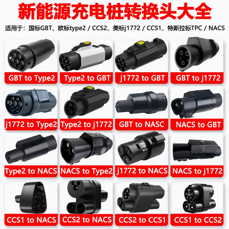 อะไหล่รถยนต์ไฟฟ้า EV สินค้านำเข้า อะแดปเตอร์ชาร์จรถ EV J1772 เป็น Type 2 และ Tesla TPC เป็น Type 1 ห