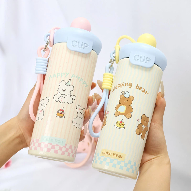 กระบอกน้ำสแตนเลส 316 เกรดอาหาร 600ml เก็บอุณหภูมิ ลายการ์ตูน มีหูหิ้ว thumbnail 7