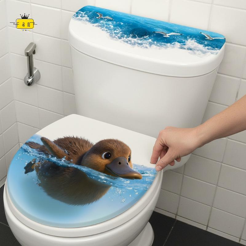 [F&N] การ์ตูนเล่นน้ํา Du Toilet Stier Self-Adhesive Beautify Home Bathroom Decor