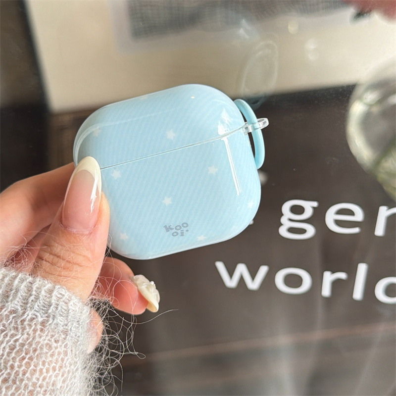 Blue striped star สําหรับ Airpods 1/2 3 Pro2 pro3 Airpods4 ชุดหูฟังไร้สายบลูทูธป้องกันกรณี AirPods Pro i3 i4 pro3 หูฟังป้องกันกรณี