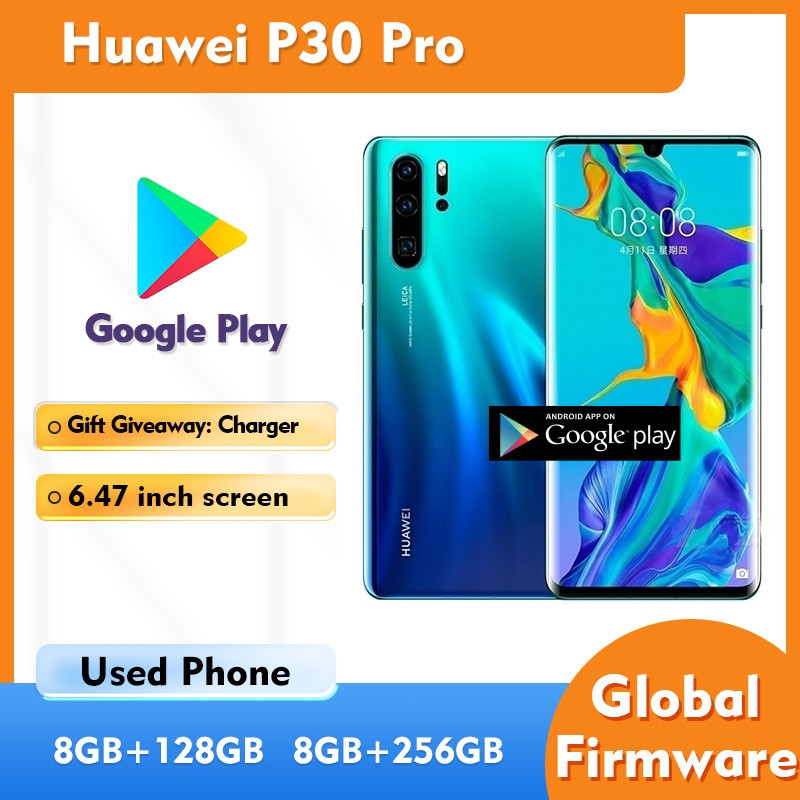 โทรศัพท์มือสอง HUAWEI P30 Pro 4g เกือบใหม่หน้าจอสมาร์ทโฟน Android 256GB ROM AUCT