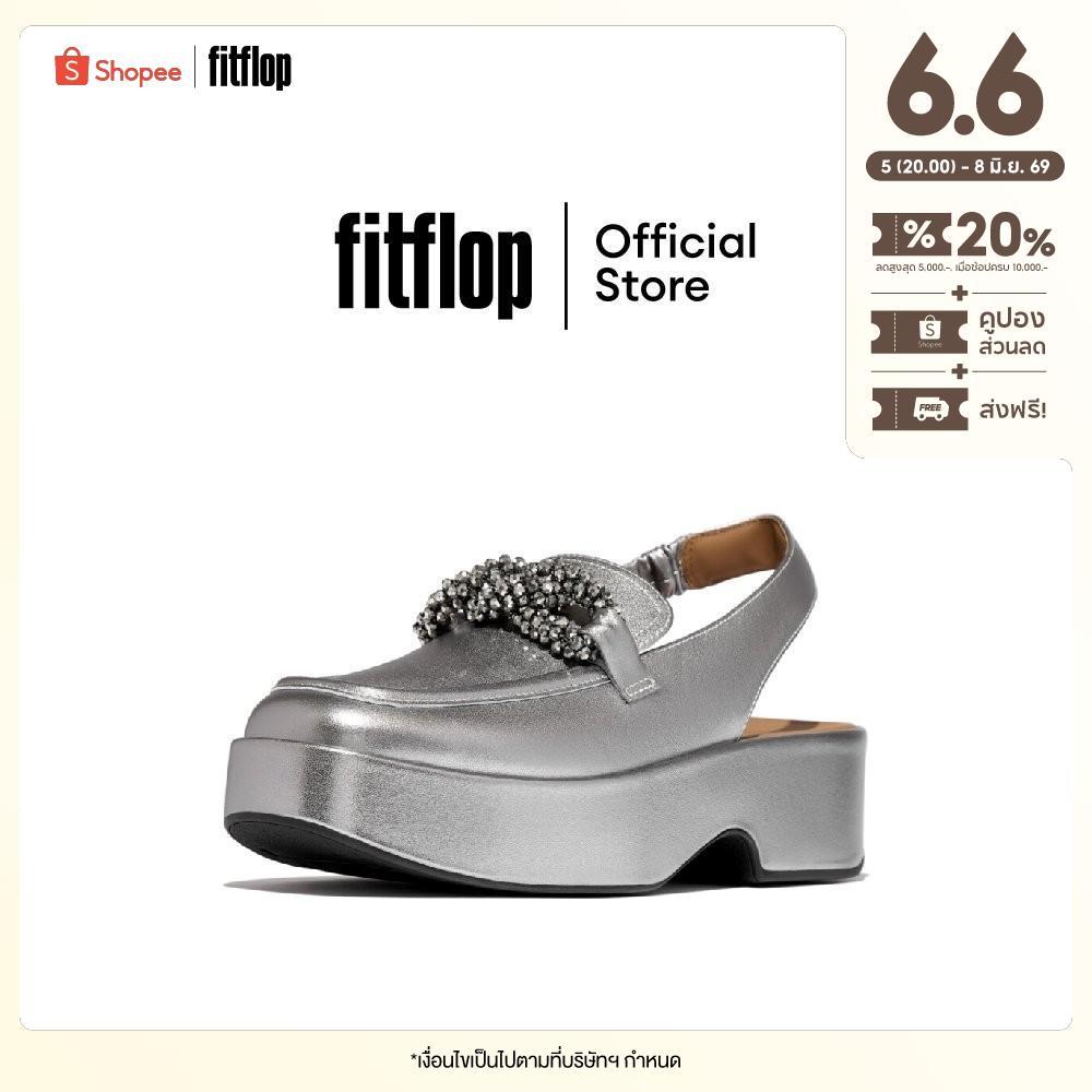FITFLOP F-LUMA BEADED-CHAIN SLINGBACK รองเท้าโลฟเฟอร์ผู้หญิง รุ่น E6A-C91 สี SILVER