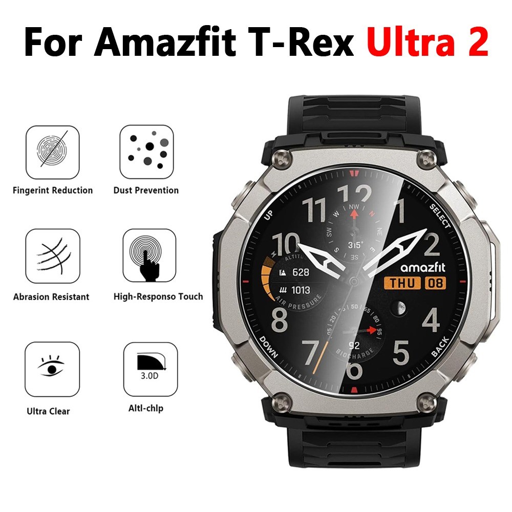3 ชิ้นติดตั้งง่ายกระจกนิรภัยเข้ากันได้สําหรับ Amazfit T-Rex Ultra 2 ป้องกันหน้าจอฟิล์ม HD