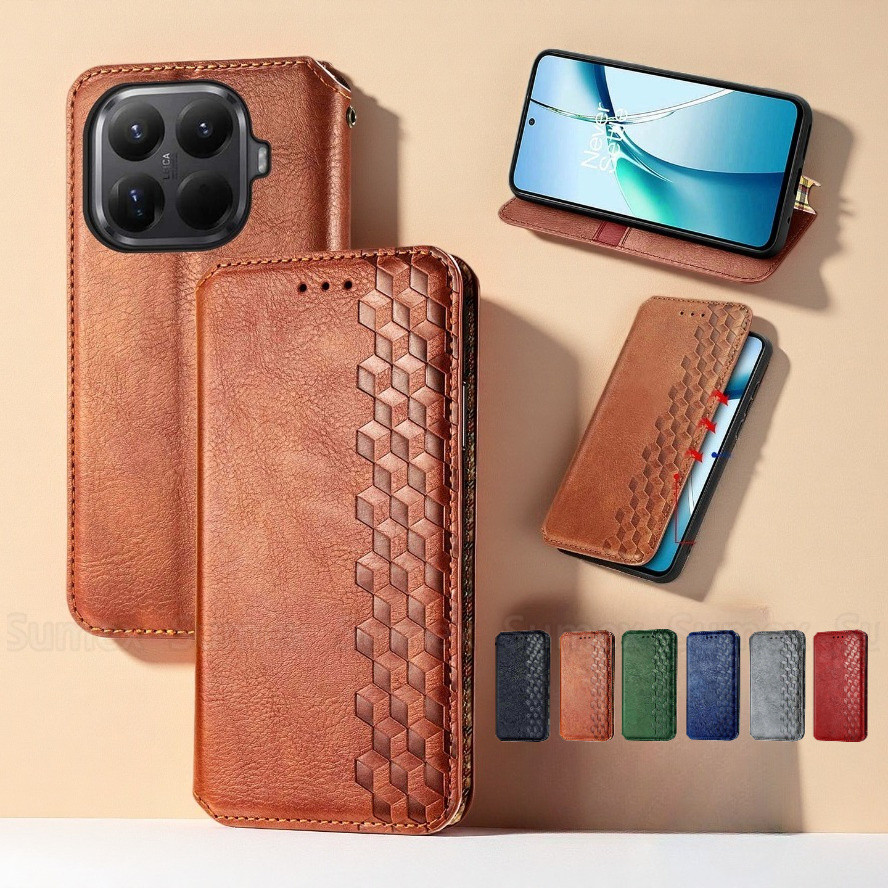 Lattice ฝาครอบหนังสําหรับ Xiaomi 17T 15T Pro Xiaomi17T 5G ขาตั้งช่องใส่การ์ดหรูหรากระเป๋าสตางค์แม่เหล็กปลอกโทรศัพท์กันกระแทก Mi17T Mi 17 15 T Ultra 17TPro Max 2026