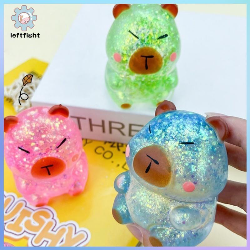 ซ้าย Capybara เต่า Glitter ช้า Rebound บีบของเล่นนุ่มสําหรับเด็กผู้ใหญ่ความเครียดบรรเทาโต๊ะทํางานเครื่องประดับ GHT