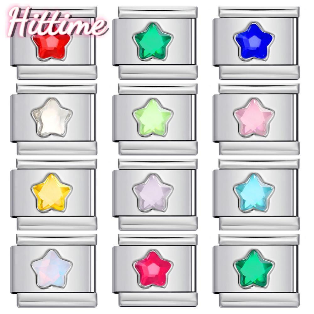 HITTIME สีสัน Five-Pointed Star ส่วนบุคคล Diy สแตนเลส Charm สร้อยข้อมือ 9 มม.แฟชั่นเครื่องประดับอุปก