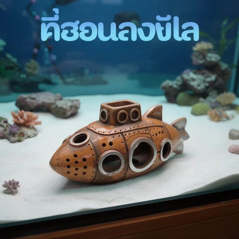 ของตกแต่งตู้ปลา ถ้ำปลาเรือดำน้ำ PVC บ้านกุ้งปลา thumbnail 4