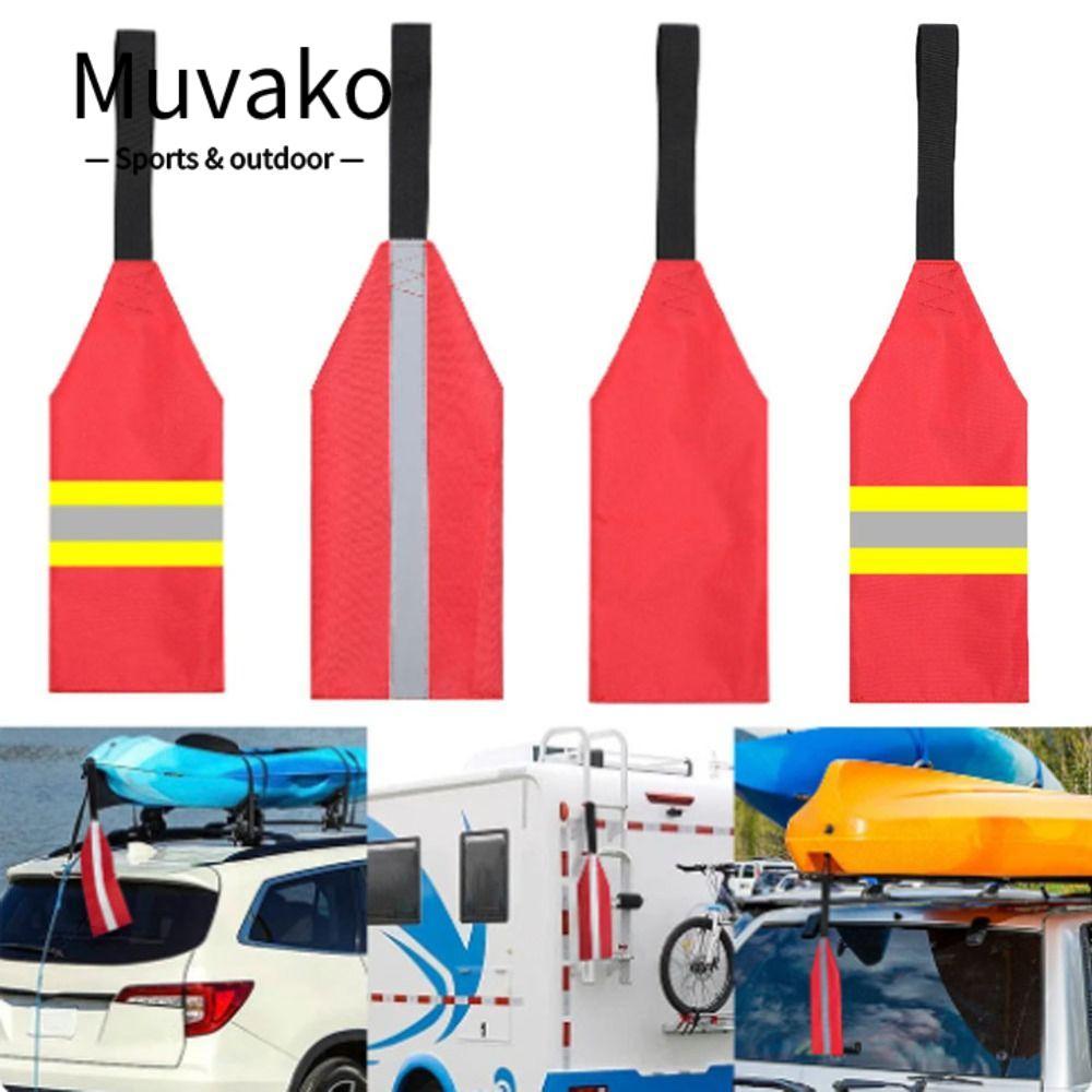 MUVAKO Kayak Safety Flag, 36*12 ซม.3 สี Travel Flag, ลากจูงแคนูธงเรือคายัคอุปกรณ์เสริม