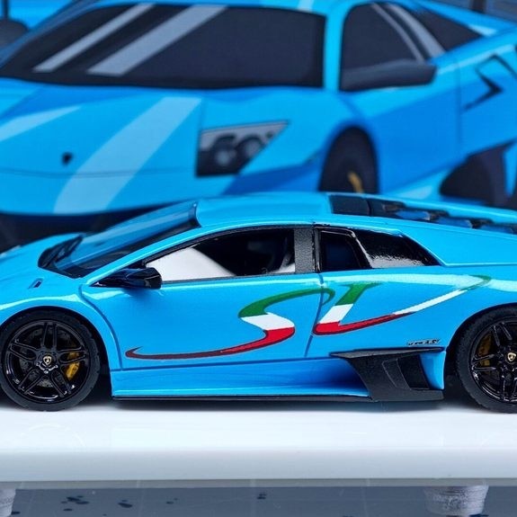 [คลังสินค้าพร้อม 1] Car Gallery Lamborghini Bat LP670 SV Cinnamon Blue Big Label รุ่น SV Italian Fla