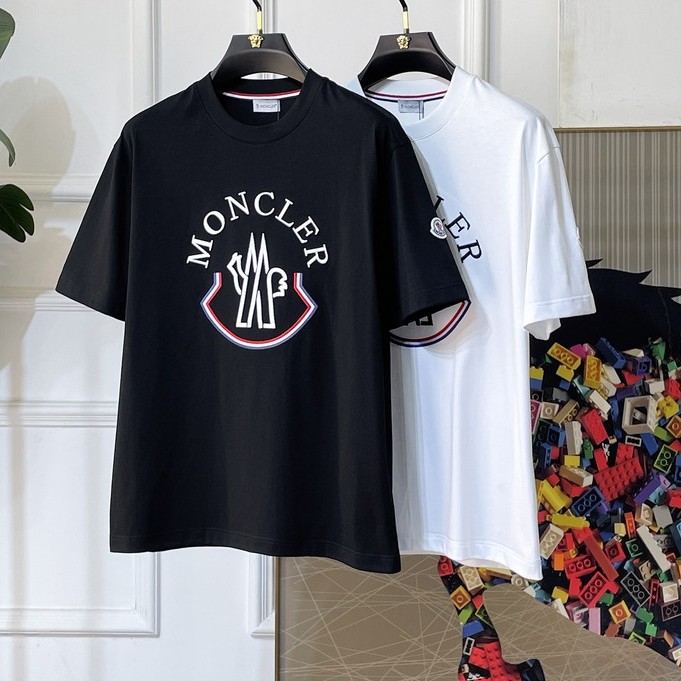 Moncler2026 Moncler 2026 คลาสสิกรอบคอแขนสั้นเสื้อยืดผู้ชายผู้หญิงสไตล์พิมพ์เสื้อยืด Basic หนา Imperv
