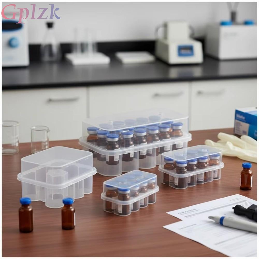 GPLZK Vial Storage, กล่องเก็บ Microtube พลาสติก, 3/5/7/10mL 2/10/24-Slot Stackable Freezer Tube กล่องตู้เย็น Organizer