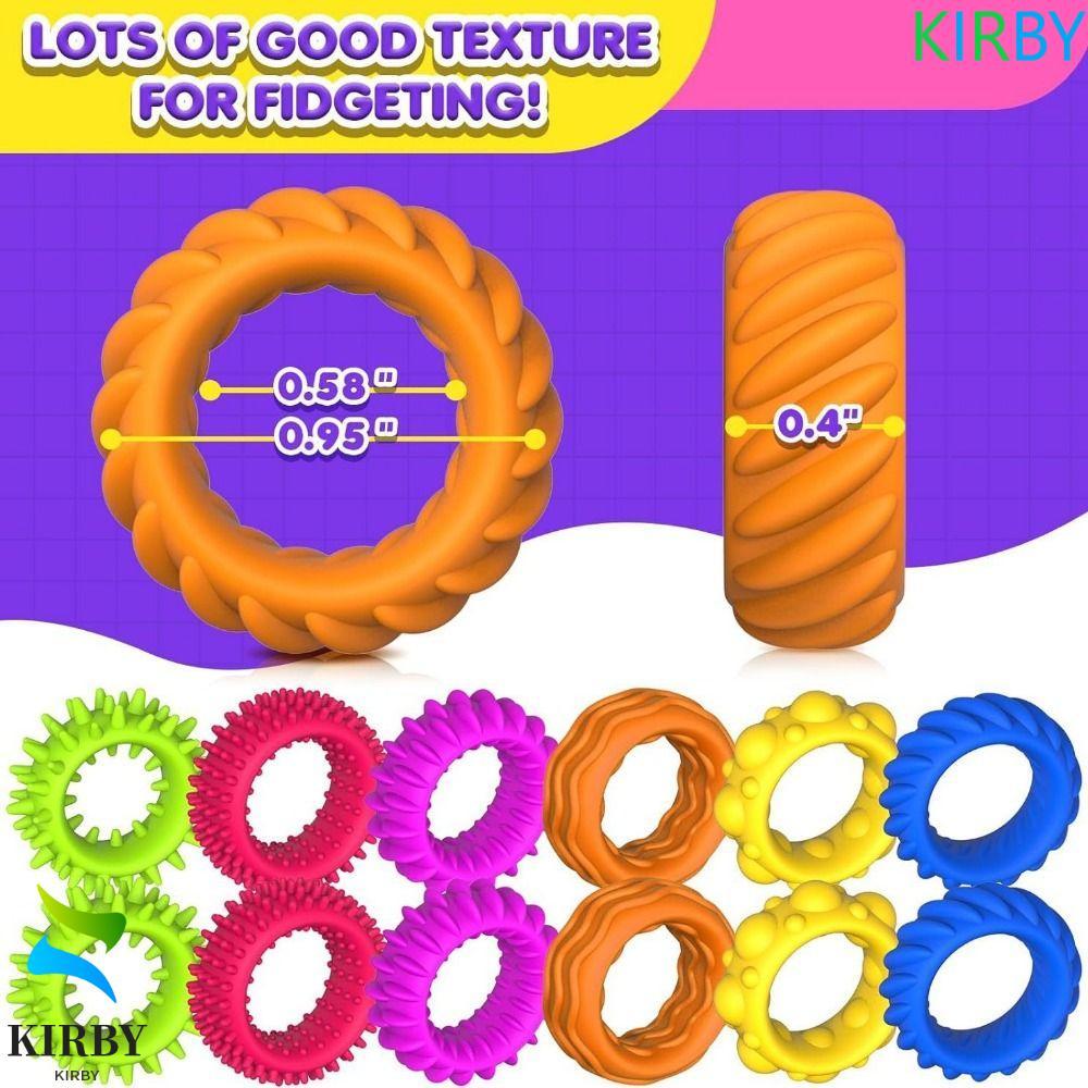 KIRBY เงียบ Decompressors แหวน, ซิลิโคนยืด Sensory Fidget แหวน, พื้นผิวที่ไม่ซ้ํากันเพิ่มความสนใจกับเคล็ดลับซิลิโคน Sensory แหวนวันหยุดของขวัญ