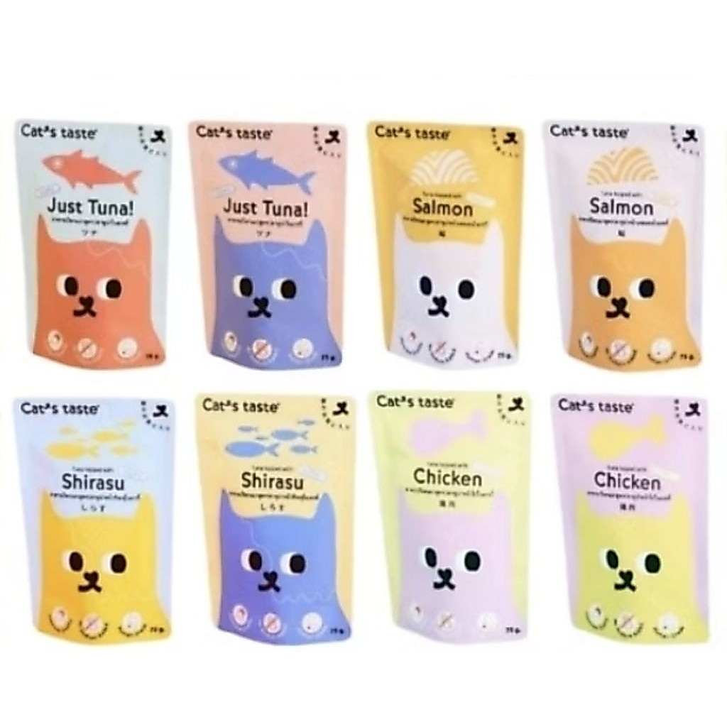 Cat's Taste ยกลัง แถมเทสเตอร์คละแบบ​ อาหารเปียกแมว​ ยกลัง​48​ซอง  Cat Taste ขนาด 75 กรัม​แคทเทสต์ล็อตใหม่​ล่าสุด​ ยกลัง