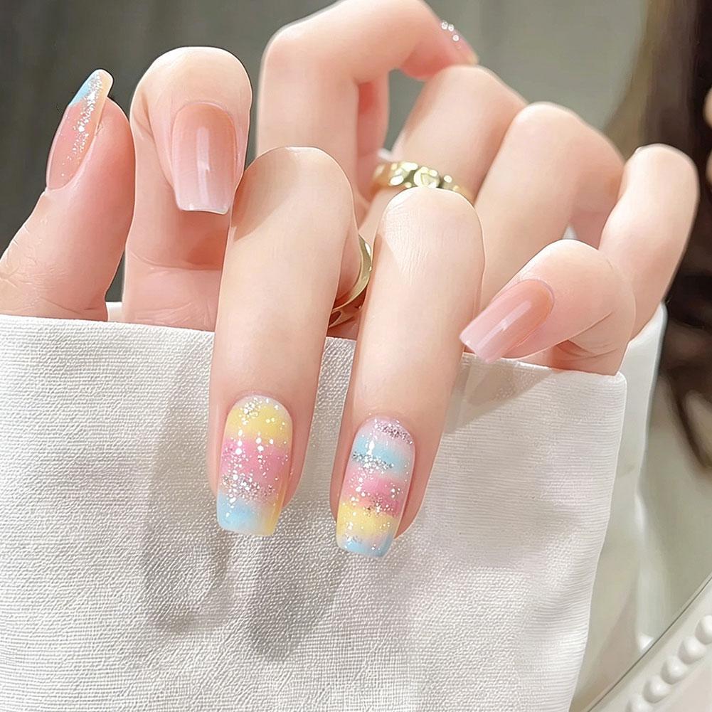 16tips Full Cover Baking ฟรีแถบทาเล็บ Summer Beach กาว Diy ตกแต่ง Self Nail O2h9