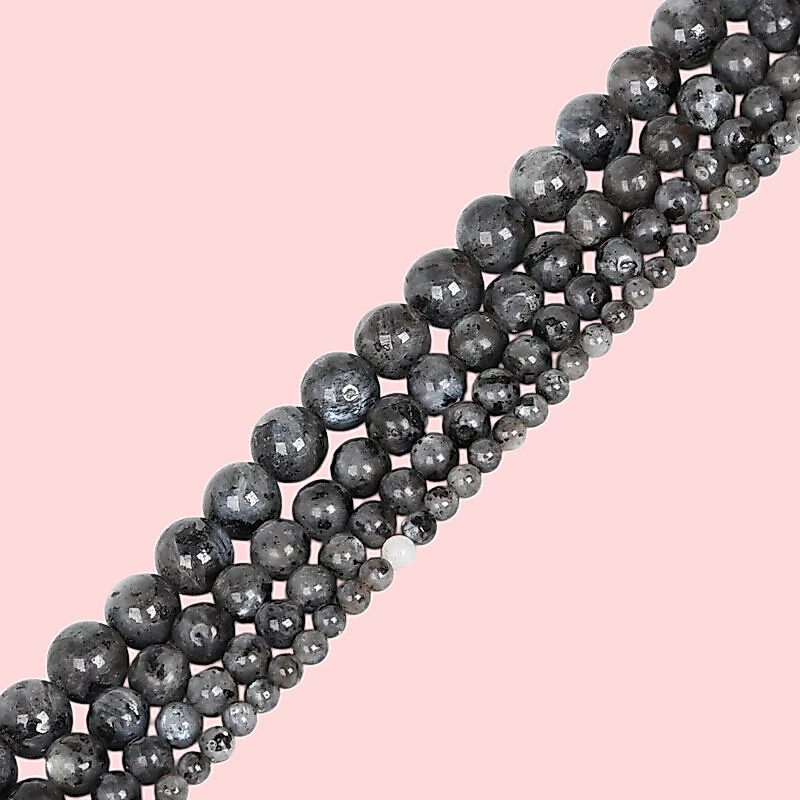 ลูกปัดหินธรรมชาติ Gray Moonstone Labradorite 4-10mm เลือกขนาดได้ ทำสร้อยข้อมือ สร้อยคอ DIY เครื่องประดับ
