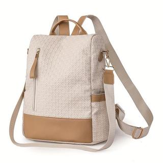 BISA COD Tas Ransel Wanita Serbaguna Tas Gendong Kulit Sintetis Motif Embos Multifungsi Anak Perempuan Tas Punggung Wanita Tas Sekolah Anak SD Smp Fashion Terbaru Termurah Backpack - Krem