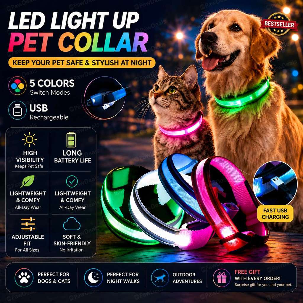 LED ปลอกคอสุนัขชาร์จ USB เรืองแสงปลอกคอสัตว์เลี้ยงสะท้อนแสง Night Safety Light Up Collar สําหรับสุนัขเดินกลางแจ้ง Anti Lost