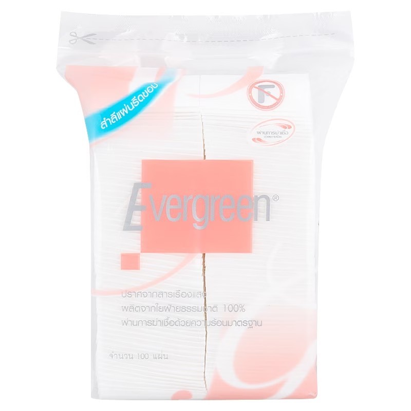 เอเวอร์กรีน สำลีแผ่นรีดข้าง Evergreen Side Cotton Pad 100Sheet