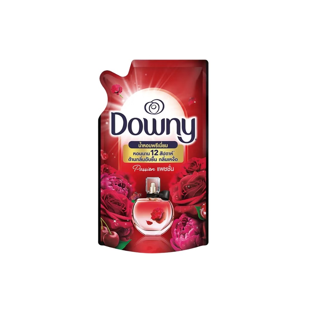 Downy ดาวน์นี่ น้ำยาปรับผ้านุ่มสูตรเข้มข้น ถุงเติม กลิ่นแพชชั่น 480 มล x4 แพ็ค Laundry Softener Passion Perfume 480mlx4