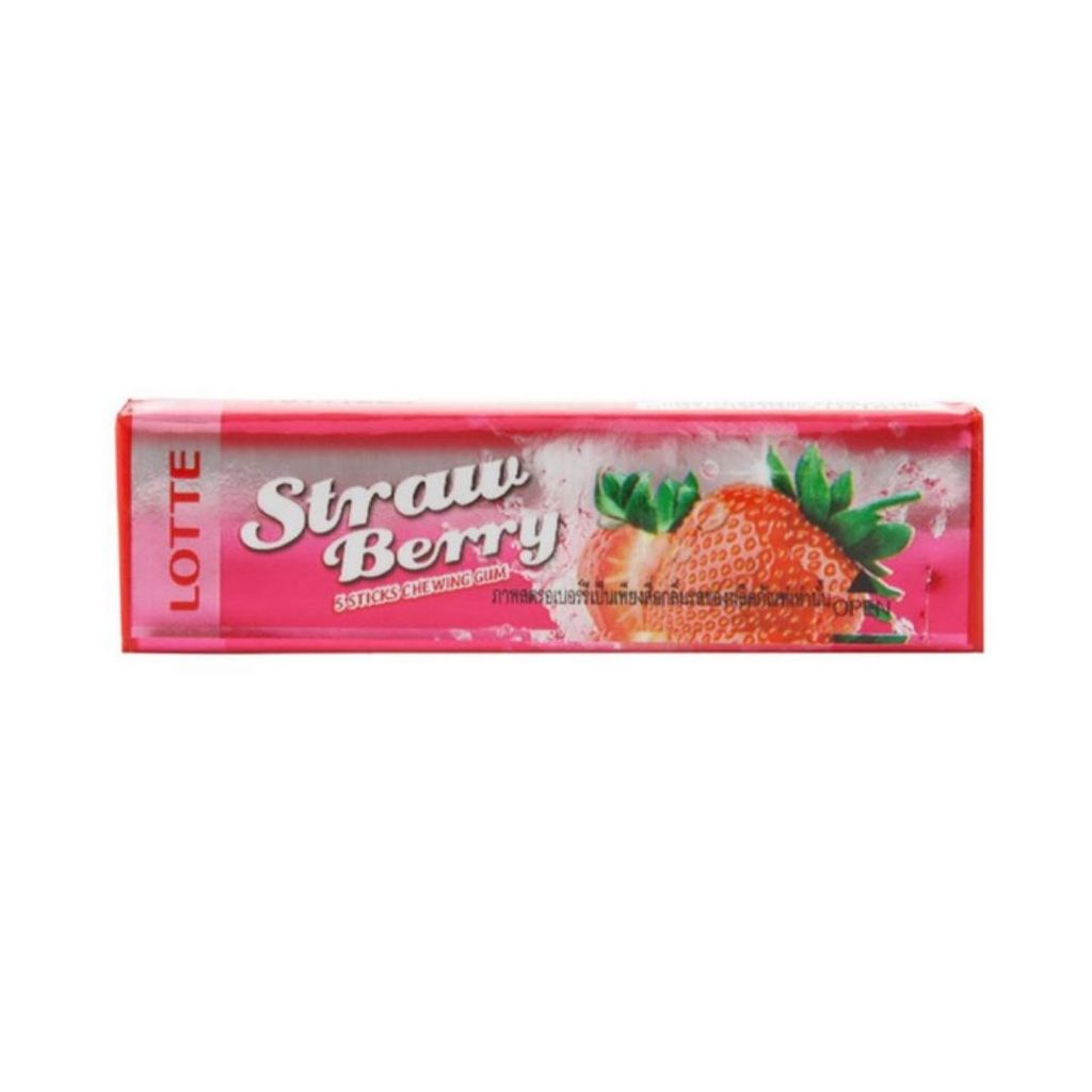 ล็อตเต้ หมากฝรั่งรสสตรอเบอร์รี่แบบแท่ง Lotte Strawberry Chewing Gum 13.5g.