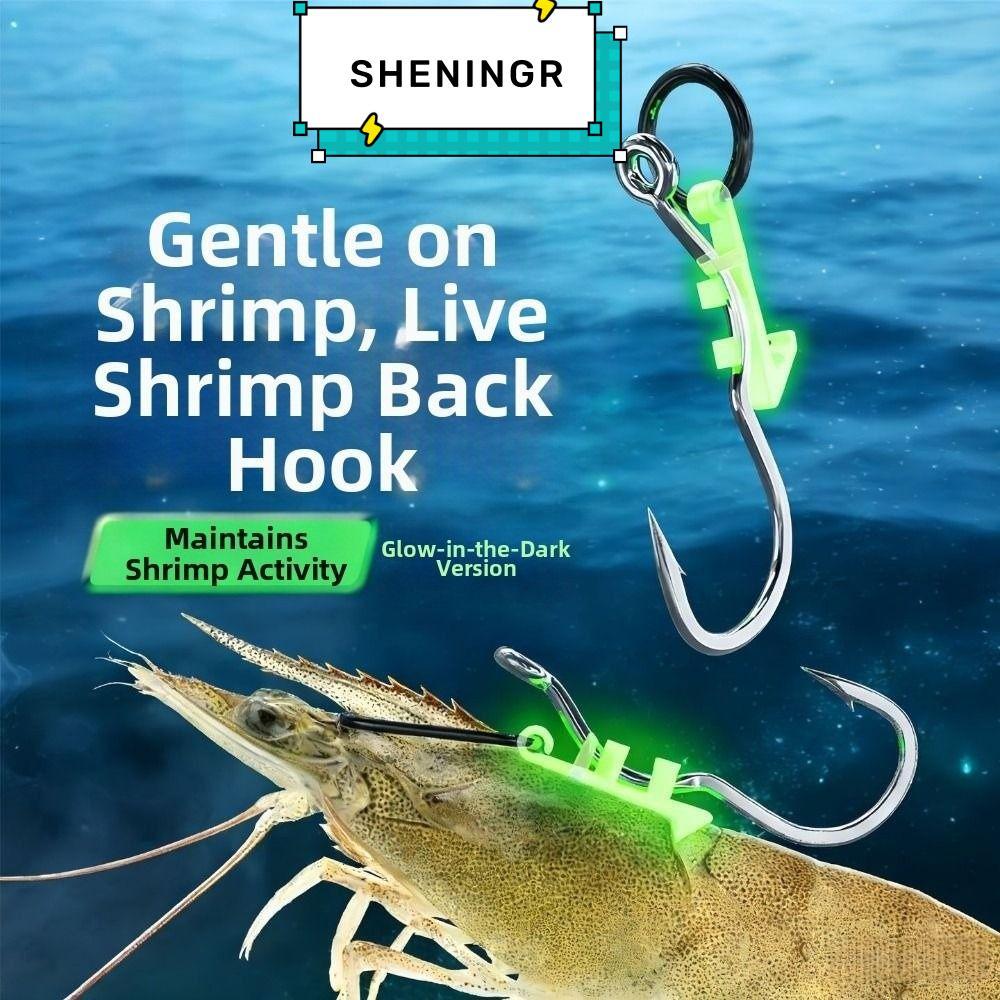 SHENING5R 5 ชิ้น Luminous Live ตะขอกุ้ง,สแตนเลส Sharp Barbed Luminous เหยื่อคงที่ผู้ถือชุด,ไม่มี Unh