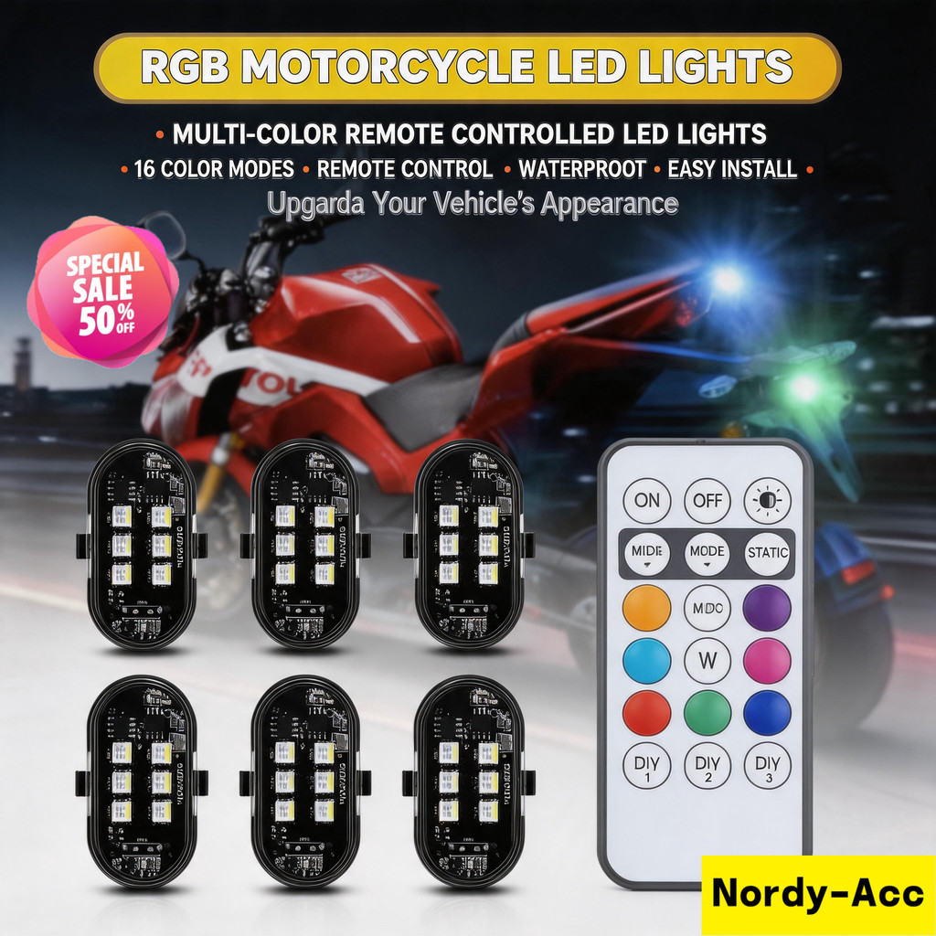 ไร้สาย RGB LED Strobe ไฟเตือน Universal แฟลชตําแหน่งโคมไฟสําหรับรถจักรยานยนต์รถเครื่องบินเฮลิคอปเตอร