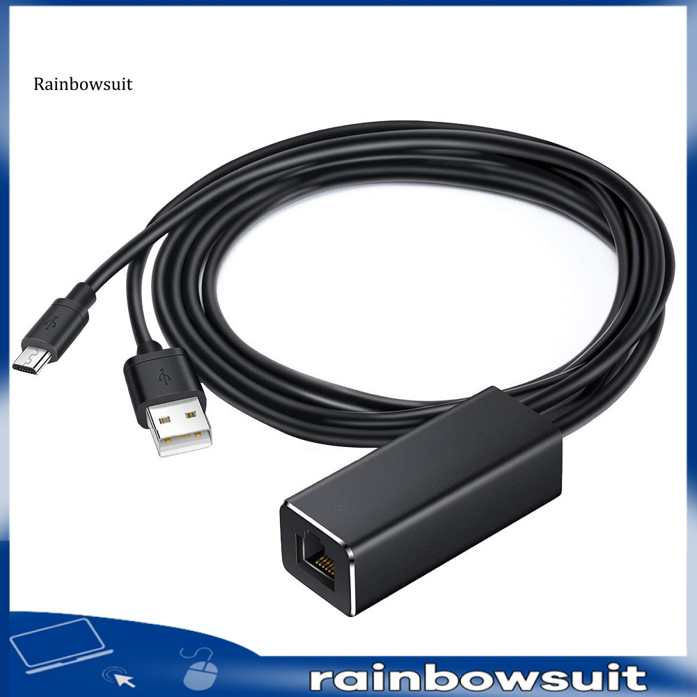 [RB] 2 in 1 Micro USB/USB เป็น RJ45 สายเคเบิลอะแดปเตอร์อีเธอร์เน็ตสําหรับ Chromecast Fire TV Stick