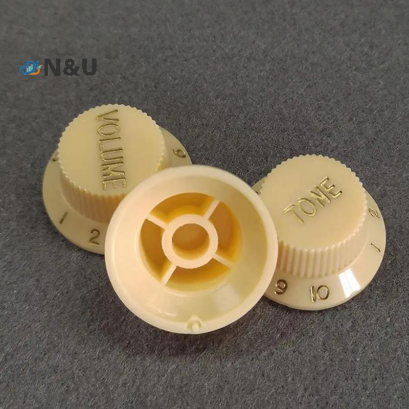 N & U 2PCS พลาสติก ST กีตาร์ลูกบิด 2T1V Volume Tone Control Knob Top หมวกหมวกปุ่มกีตาร์ไฟฟ้าอะไหล่