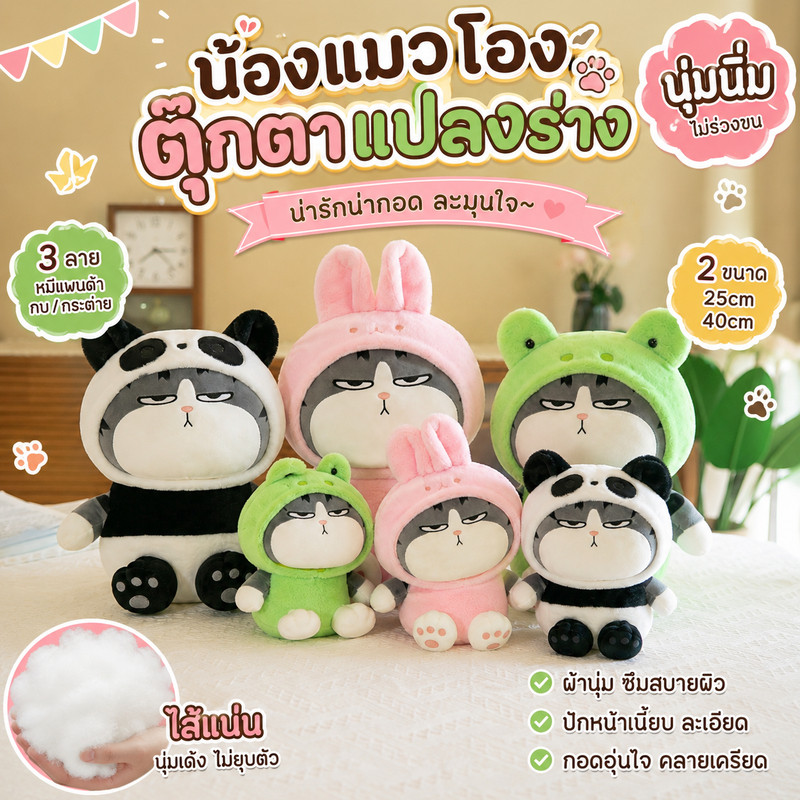 พร้อมส่งตุ๊กตาแมว ตุ๊กตาแมวอ้วน ที่สามารถเปลี่ยนร่างได้ รูปที่ 2