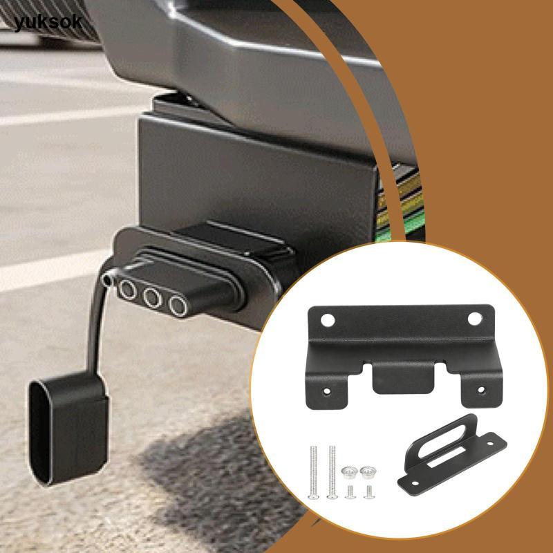 Yuksk 2x 4 Pins Trailer Harness Brackets ปลั๊กการเชื่อมต่อ Mount รถบรรทุกอุปกรณ์เสริม