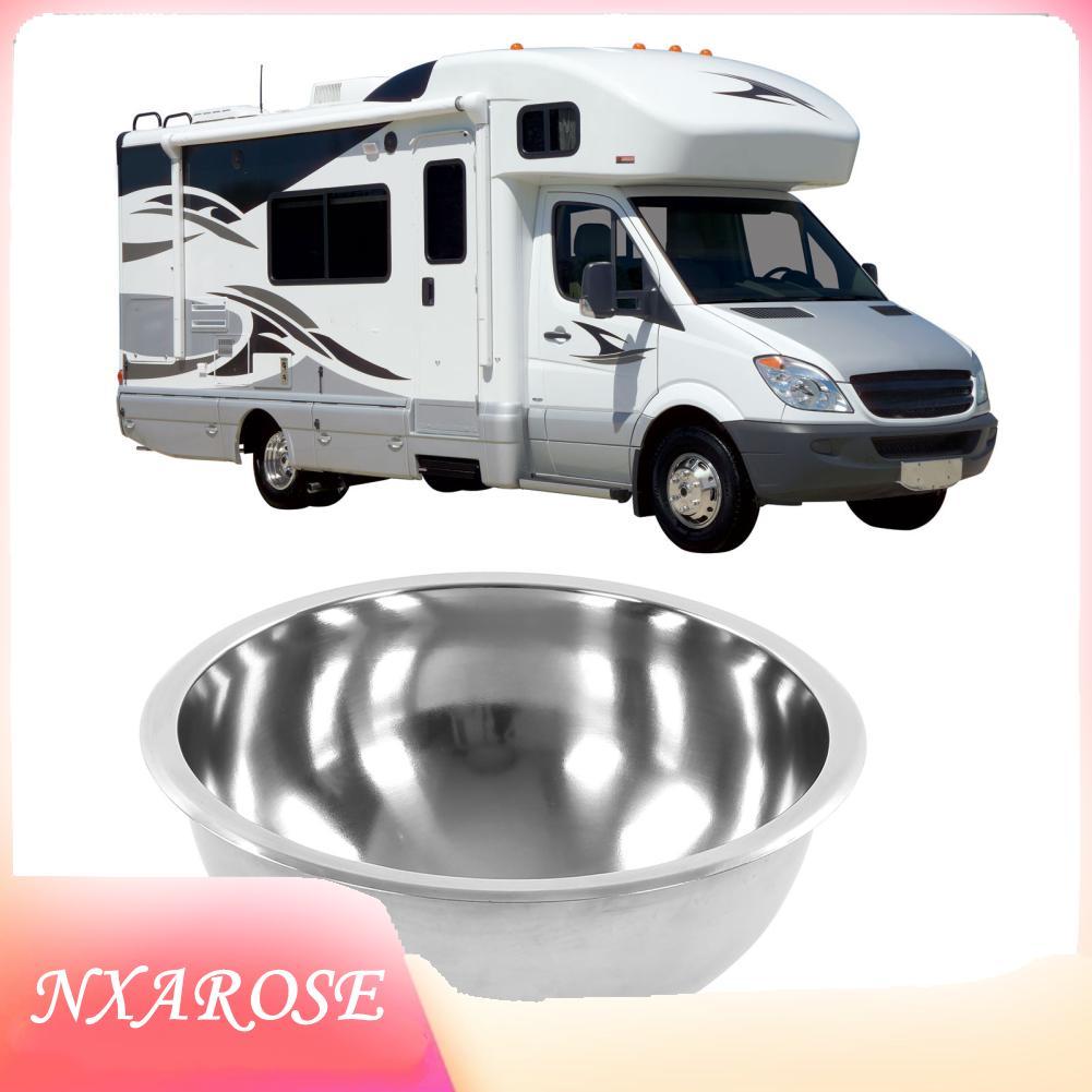 Nxarose Nxarose RV อ่างล้างจานชามเดียวรอบ 340 มม. 304 สแตนเลสครัวเรือยอชท์ความจุขนาดใหญ่