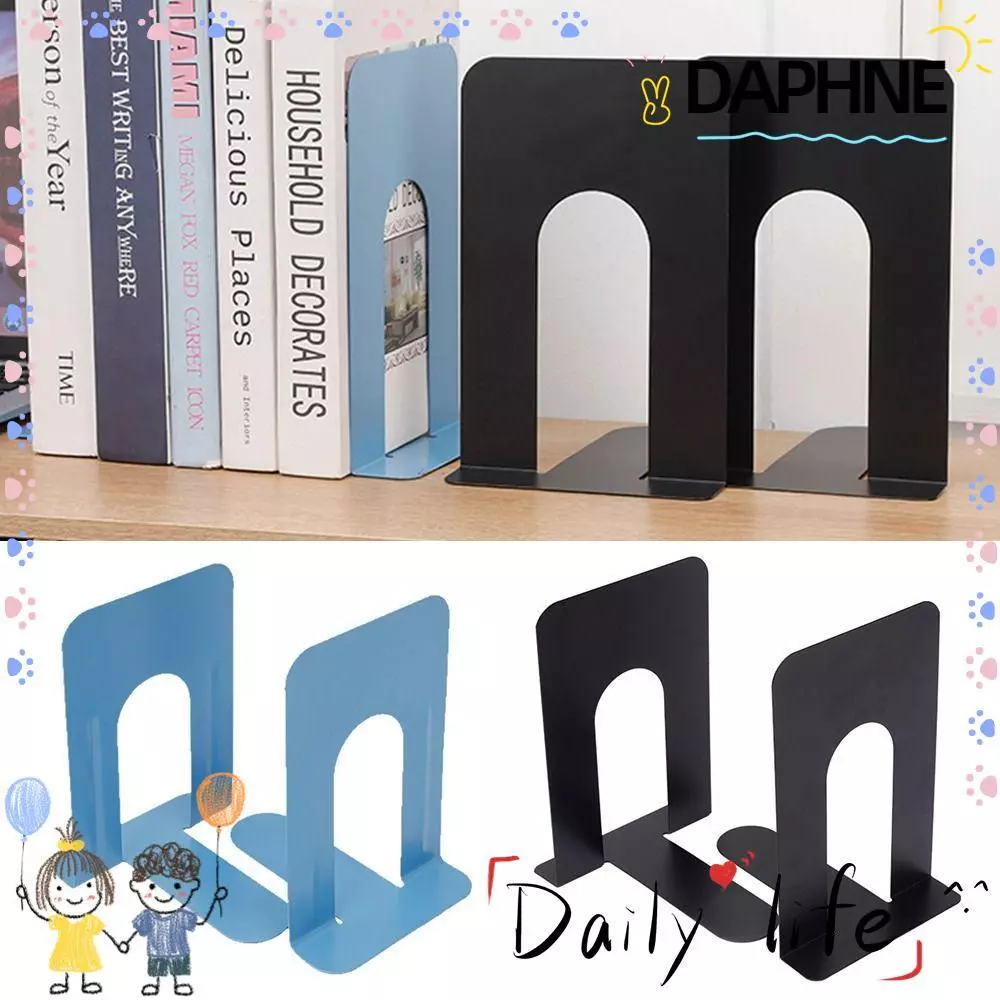 DAPHNE ขาตั้งหนังสือ 1/2 ชิ้น, ที่คั่นหนังสือแบบหนากันลื่น, จุกหนังสือโลหะรูปตัว L แบบเรียบง่ายรองรับสํานักงาน